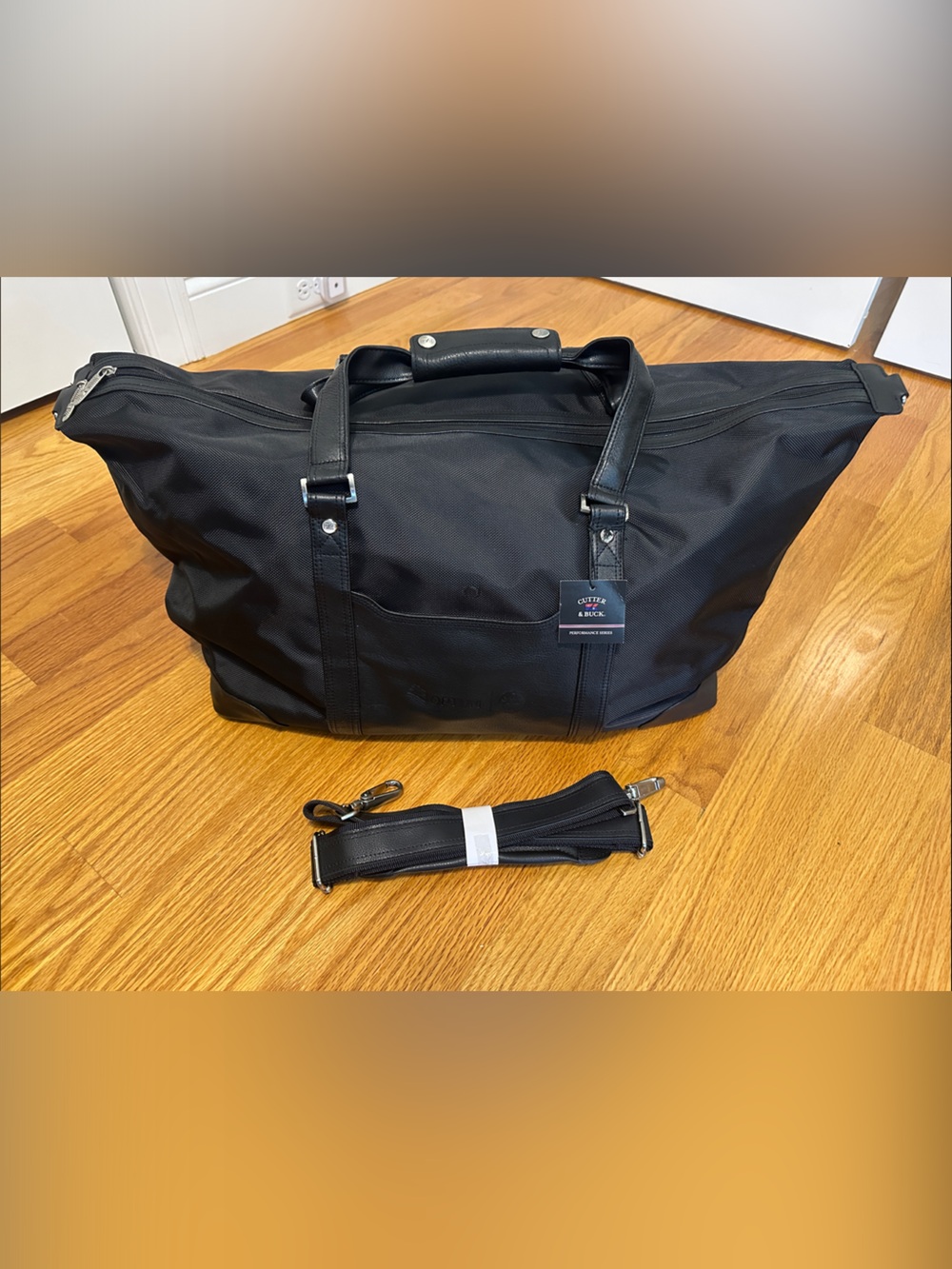 Cutter & Buck Black Duffel Bag with Detachable Shoulder Strap